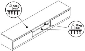 TV stolík Carlos, šedý betón, 175 cm