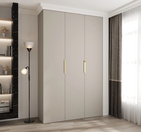 Šatníková skriňa 150 cm Carmela 50-4 (kašmír + zlatá). Akcia -21%. Vlastná spoľahlivá doprava až k Vám domov. 1126832
