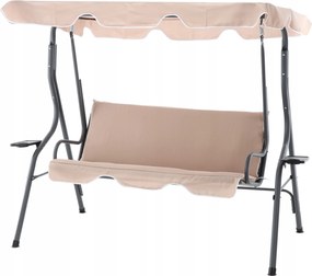 Garden Line ZÁHRADNÁ HOJDAČKA 170 x 110 x 153 CM TMAVOBÉŽOVÁ BEZ OPIERKY NA NOHY. S DRŽIAKMI NA POHÁRE