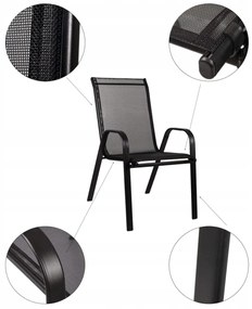 TEXIM Záhradná jedálenská zostava - stôl VIKING XL + 6x stolička RAMADA, hliník + umelé drevo / oceľ + textil