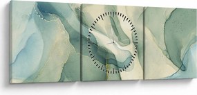 Obraz - Atramentová abstrakcia 3 (s hodinami) (90x30 cm)