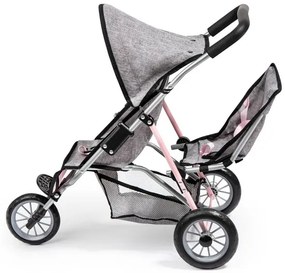 Bayer Design Kočík pre bábiky dvojičky Duo (sivá/bledoružová)  (100355100)