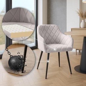 Set 2 jedálenských stoličiek Monett B - zamat, čierny rám - šedá