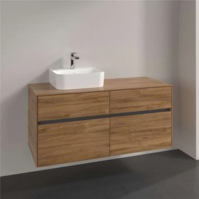 VILLEROY &amp; BOCH Collaro závesná skrinka pod umývadlo na dosku (umývadlo vľavo), 4 zásuvky, 1200 x 500 x 548 mm, Oak Kansas, C09800RH