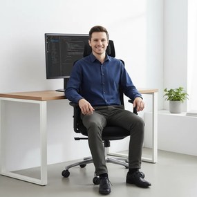Kancelárska ergonomická stolička Neoseat TASCO — látka, sieť, čierna, nosnosť 150 kg
