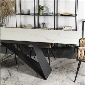 Rozkladací stôl ROCCO 160–240 cm Biely mramor / Čierna