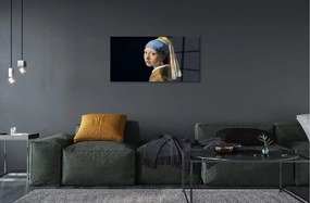 Obraz na skle Art Dievča s perlou 125x50 cm