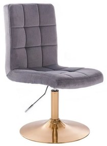 LuxuryForm DESIGN Stolička TOLEDO VELUR na zlatom tanieri - tmavosivá