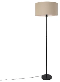 Stojaca lampa čierna nastaviteľná s tienidlom svetlohnedá 50 cm - Parte