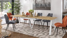AVERY Dub Craft Zlatý / biela spodná časť - LOFTOVÝ / PRIEMYSELNÝ STÔL DO OBÝVAČKY/ JEDÁLNE ROZKLADACÍ DO 330 cm!
