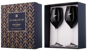 Diamante poháre na biele víno Silhouette City Black s kryštálmi Swarovski 360 ml 2KS