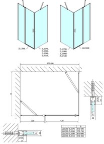 Polysan, Zoom Line obdĺžniková sprchová zástena 900x800mm, L/P varianta, ZL1390ZL3280