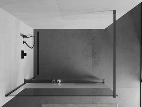 Mexen Kioto+, sprchová zástena Walk-In s poličkou a vešiakom 80 x 200 cm, 8mm číre sklo-námraza, grafitový profil, 800-080-121-66-35
