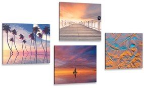 Set obrazov morská krajina v nádherných farbách - 4x 40x40