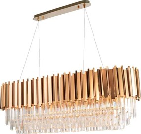 Toolight Toolight, kovové-krištáľové závesné svietidlo E14 60x30 cm 312355, zlatá, OSW-00683