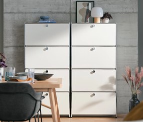 Kovová vysoká skrinka »CN3« so 4 výklopnými priehradkami, biela