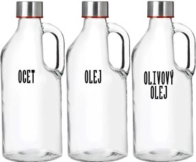 Sklenená fľaša na mlieko / olej / aviváž, s rúčkou a uzáverom so závitom, 1,15 l
