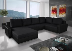 Rohová sedačka v tvare U Banno (čierna) (P). Akcia -20%. Vlastná spoľahlivá doprava až k Vám domov. 1030831