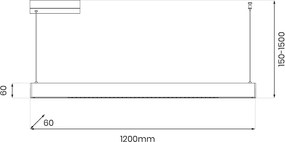 Závesné LED svietidlo Linea, 1x LED 36w, 3000-5700k, 3CCT, w