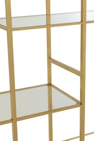 Zlatý antik kovový regál so sklenenými policami Doree gold - 120*40*180 cm