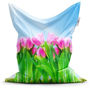 Sablio Sedací vak Ružové Tulipány - 150x100 cm