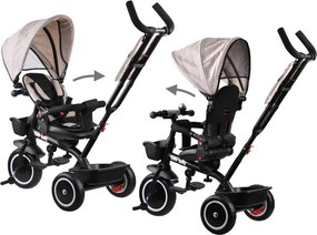 Trojkolesový bicykel Tiny Bike 3v1, béžový, so strieškou SP0650