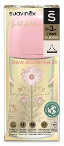 SUAVINEX - GOLD dojčenská fľaša 270 ml fyziologický prietok M - ružová