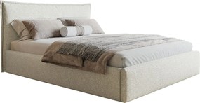Čalúnená manželská posteľ s úložným priestorom SLIM 14 - svetlá krémová | 160×200