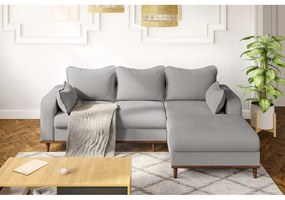 Svetlosivá menčestrová rohová pohovka (pravý roh) Beata – Ropez