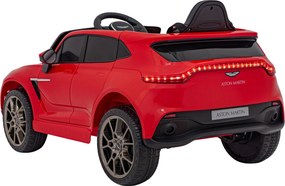 Ramiz Aston Martin DBX na batérie pre deti Červená + diaľkové ovládanie + EVA + pásy + pomalý štart + LED zvuk