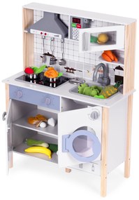 Drevená kuchynka pre deti zvuky LED rúra práčka kuchynské doplnky ECOTOYS
