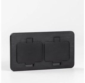 Solight 5B323B - Vonkajšia vstavaná podlahová dvojzásuvka IP55 čierna obdĺžnikový