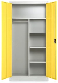 Kovová šatňová skriňa, 90 x 45 x 185 cm, cylindrický zámok, žltá - ral 1023