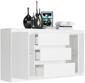 Priestranná komoda R-140-S3 - rôzne farebné prevedenia biela