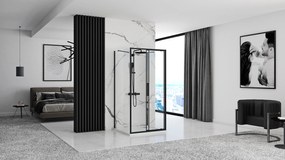 Rea Rapid Slide, 3-stenný sprchovací kút s posuvnými dverami 150 (dvere) x 90 (stena) x 195 cm, 6mm číre sklo, čierny profil, KPL-09890