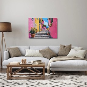 Sklenený obraz - Ružová ulička (70x50 cm)