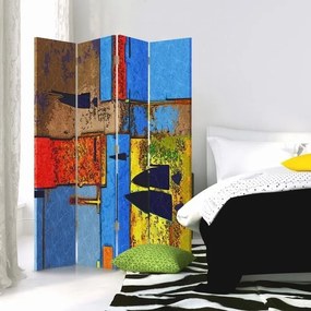 Ozdobný paraván Abstraktní barevné - 145x170 cm, štvordielny, obojstranný paraván 360°
