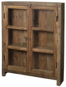 Hnedá antik drevená vitrína z recyklovaného dreva Grimaud - 85*18*105 cm