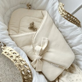 Mušelínová zavinovačka s lemovaním vanilka 70x70cm