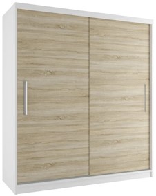 Šatníková skriňa 158 cm Belini biely mat / dub sonoma s posuvnými dverami  SI SZP3/3/W/DS/0/AL