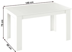 Jedálenský stôl General New - biela