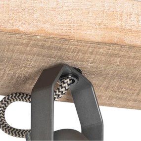 Rustikálne bodové svetlo čierne s drevom 4-žiarovkové nastaviteľné - Jelle