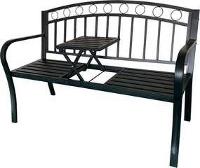 ST Kovová záhradná lavička s výsuvným stolíkom 127x53x84cm