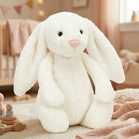 Roztomilý biely plyšový zajačik