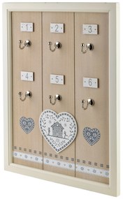 Skříňka na klíče STACY Heart 40x30 cm bílá/hnědá