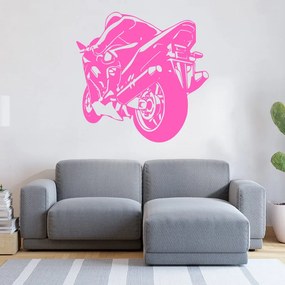 Veselá Stena Samolepka Športová motorka Farba: růžová, Veľkosť: 80 x 78 cm