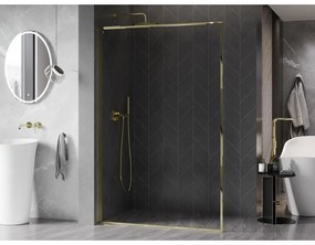 Mexen, Mexen Kioto-F L sprchová stena s rámom 100 x 202 cm, priehľadná 8 mm, zlatá - 800-100-174-50-00