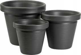 Sada 3 ks květináčů SRTIA RIFLO 47,9x55/40x46/33,9x39 cm antracitová
