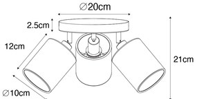Moderné bodové svetlo čierne so zlatým vnútrom 3-svetlo - Lofty
