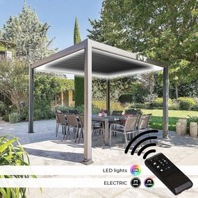 DEOKORK Záhradný hliníkový altánok elektrický MEGAN 4x3 m (grafit)